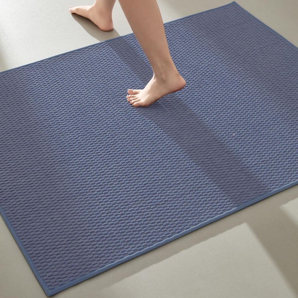 TYUU Bathroom Rugs Non Slip Washable, Super Absorbent Thin Bath Mat Small Quick Dry Low Pile Bathroom Rug, Dark Grey 16"x24"