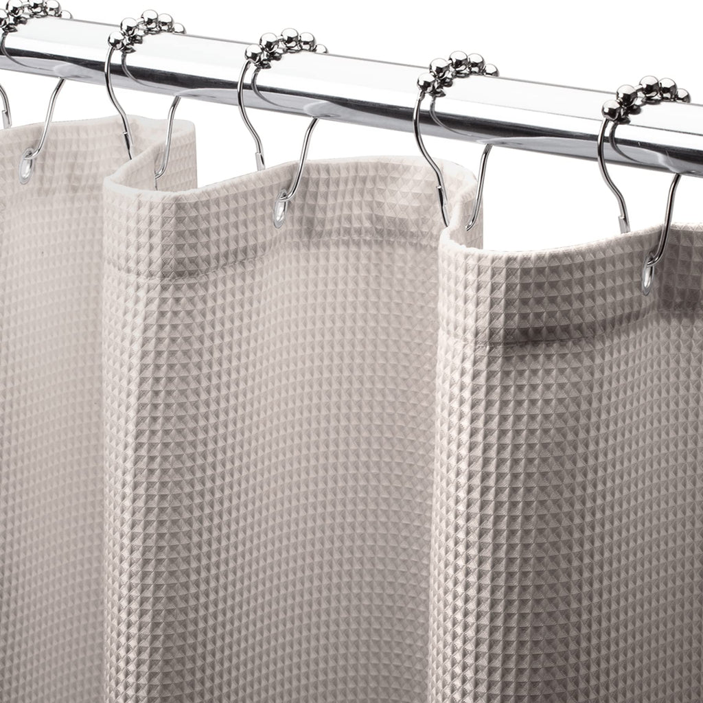 AmazerBath Stall Shower Curtain 60 x 72 Inches, Waffle Shower Curtain White, Fabric Shower Curtains Heavy Duty 240GSM, Hotel Quality Bathroom Shower Curtains