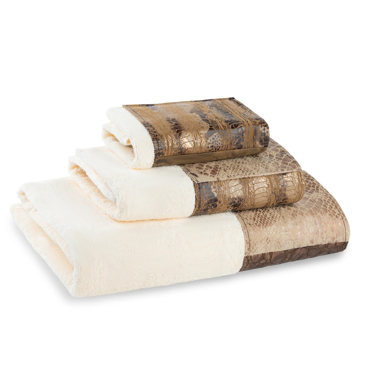 Zahari Home Spindle Modern Bathroom Towel Set - 3 Piece Bath, Hand, and Wash Towels - Classic Luxury Contemporary Decor - Beautiful Gold Unique Design Bath Ensemble