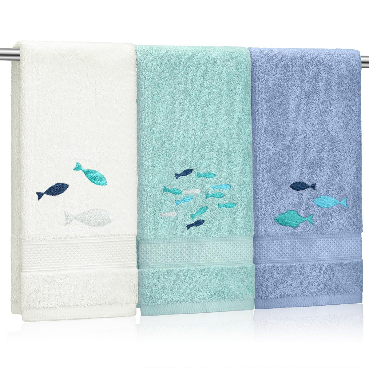 Hahafelt 3 Pack Boho Leaves Hand Towels for Bathroom, 100% Cotton