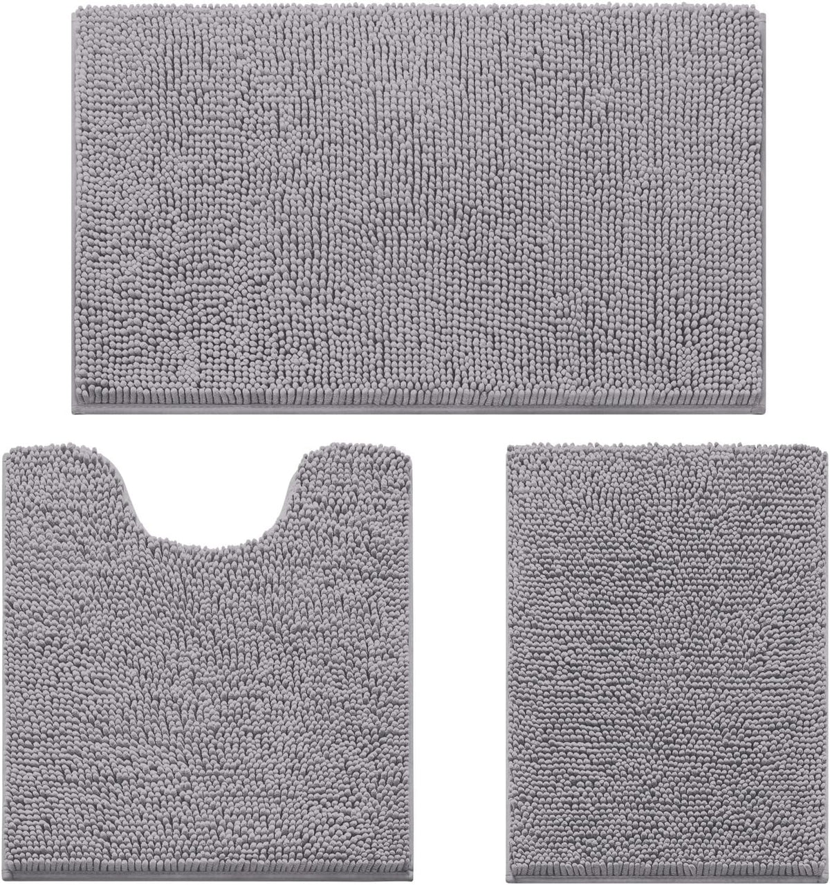 HOMEIDEAS Bathroom Rugs Set of 3, Super Soft Absorbent Chenille Bath Rugs