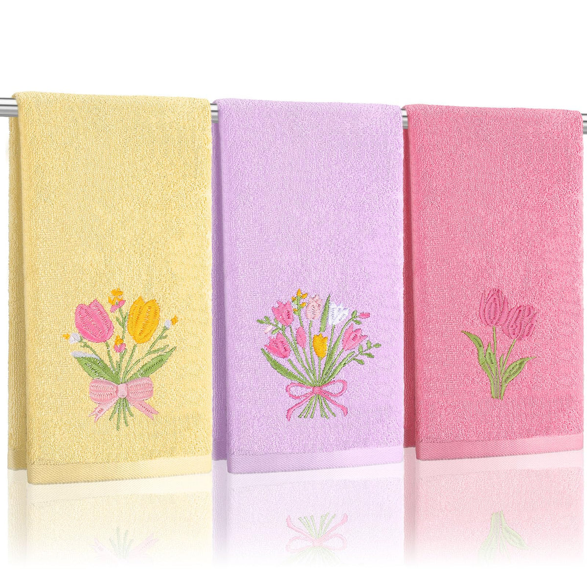 Tingjoo 3 Pcs Eucalyptus Leaves Hand Towels Farmhouse Fingertip Bath Towels