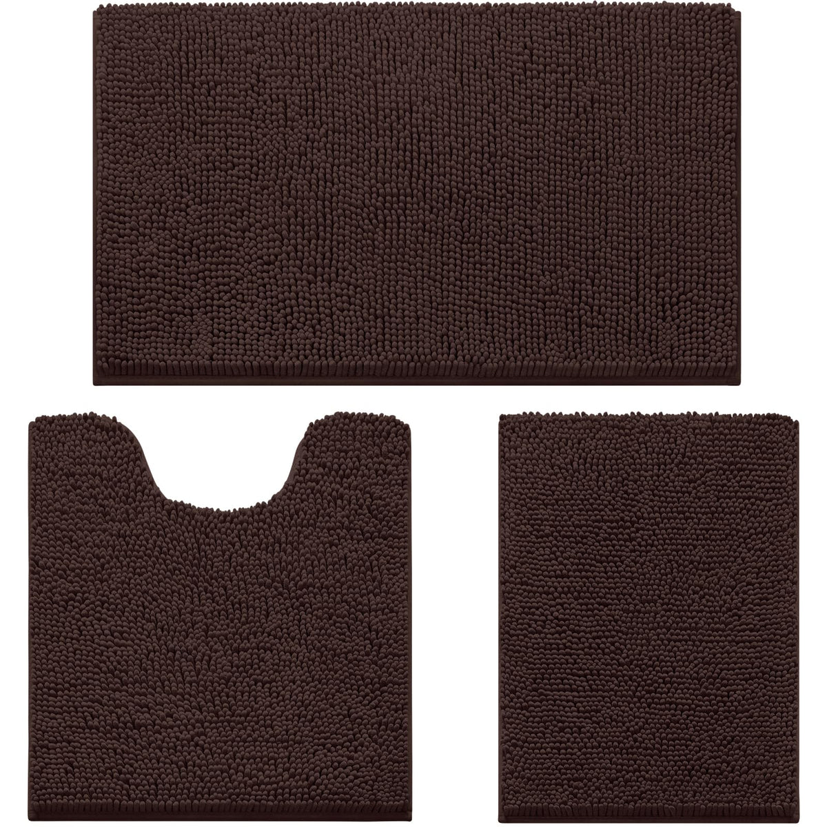 HOMEIDEAS Bathroom Rugs Set of 3, Super Soft Absorbent Chenille Bath Rugs