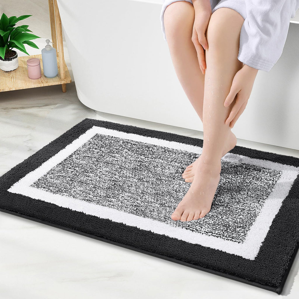 OLANLY Bathroom Rugs 36x24, Soft Absorbent Microfiber Bath Rugs, Grey