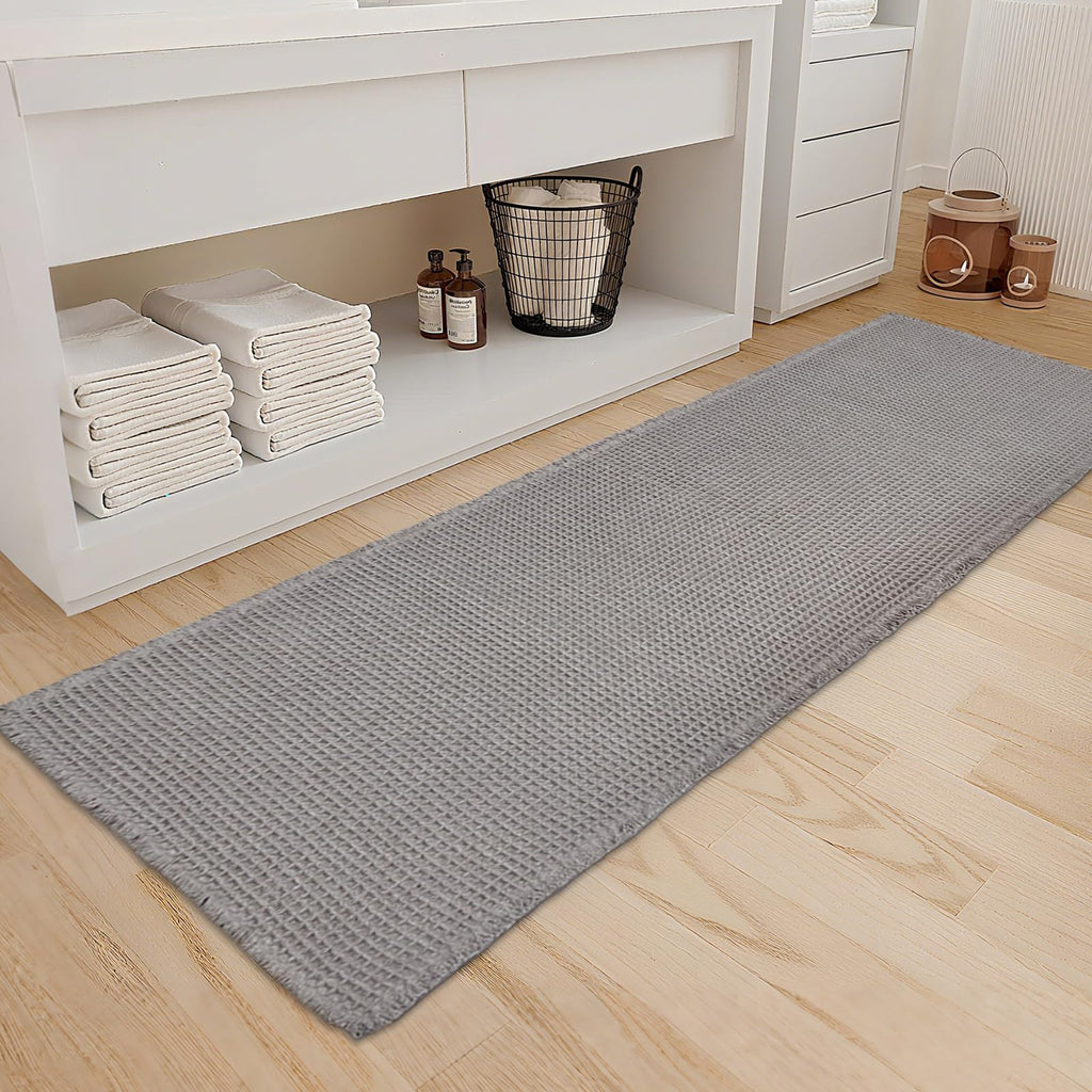 ZALL Waffle Bath Mat Boho Bathroom Mat Ultra Absorbent Non Slip 18x30 Tan