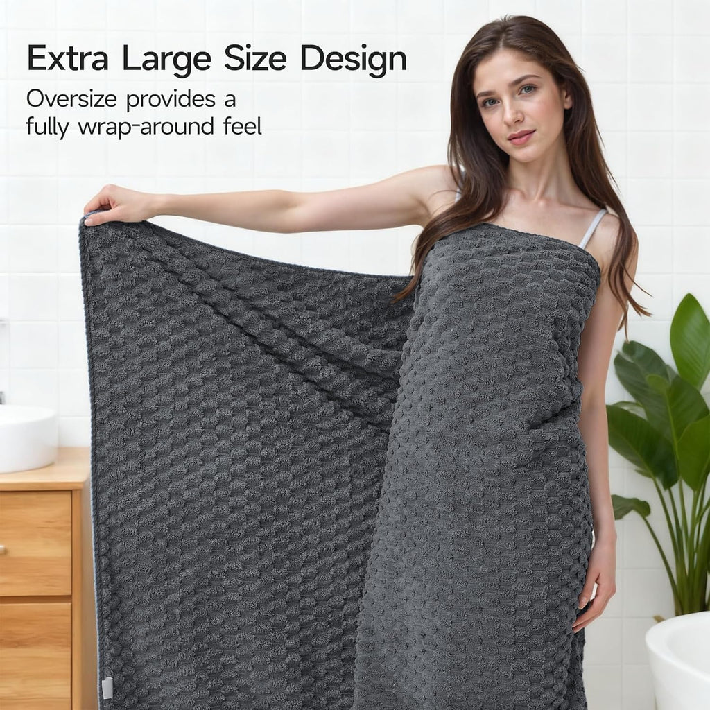 REDKISS Charcoal Gray Microfiber Towels Set of 6- Extra Large 35x70 Inches