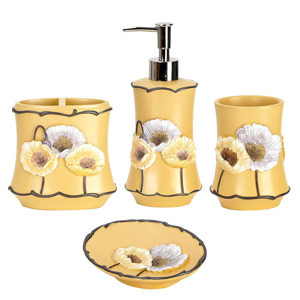 Zahari Home Spindle Modern Bathroom Towel Set - 3 Piece Bath, Hand, and Wash Towels - Classic Luxury Contemporary Decor - Beautiful Gold Unique Design Bath Ensemble