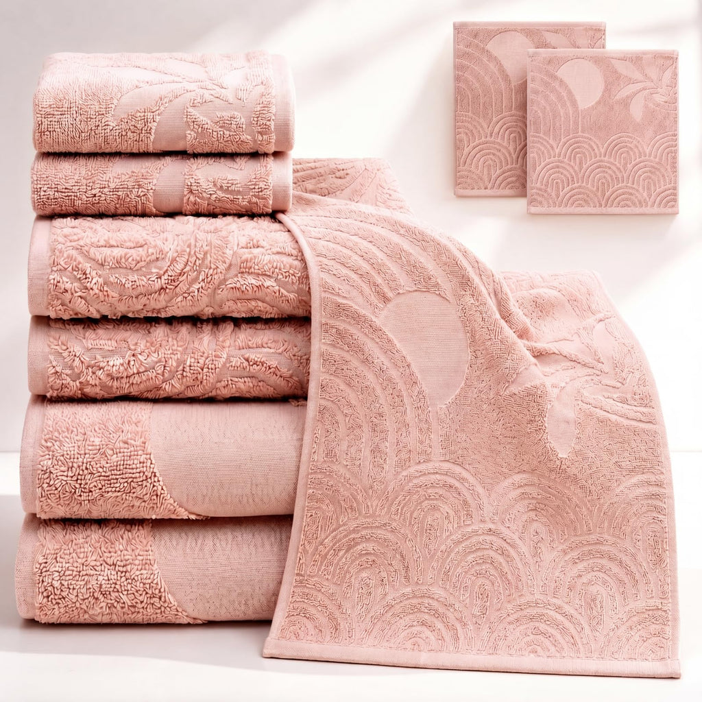 Peryiter 6 Pack Bath Towels Set, Coffee Color, Leopard