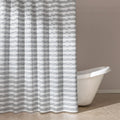 Amazon Basics Geometric Jacquard Fabric Shower Curtain for Bathroom, Lightweight, Water Repellent and Washable, 72" W x 72" L, Grey Striped