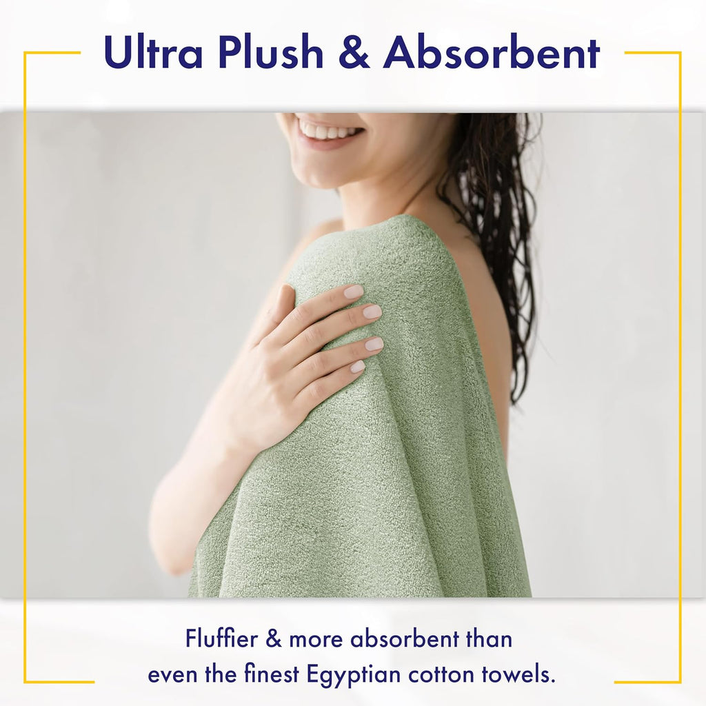 Luxury Viscose from Bamboo Bath Towels, Ultra Soft Set of 6, Eucalyptus