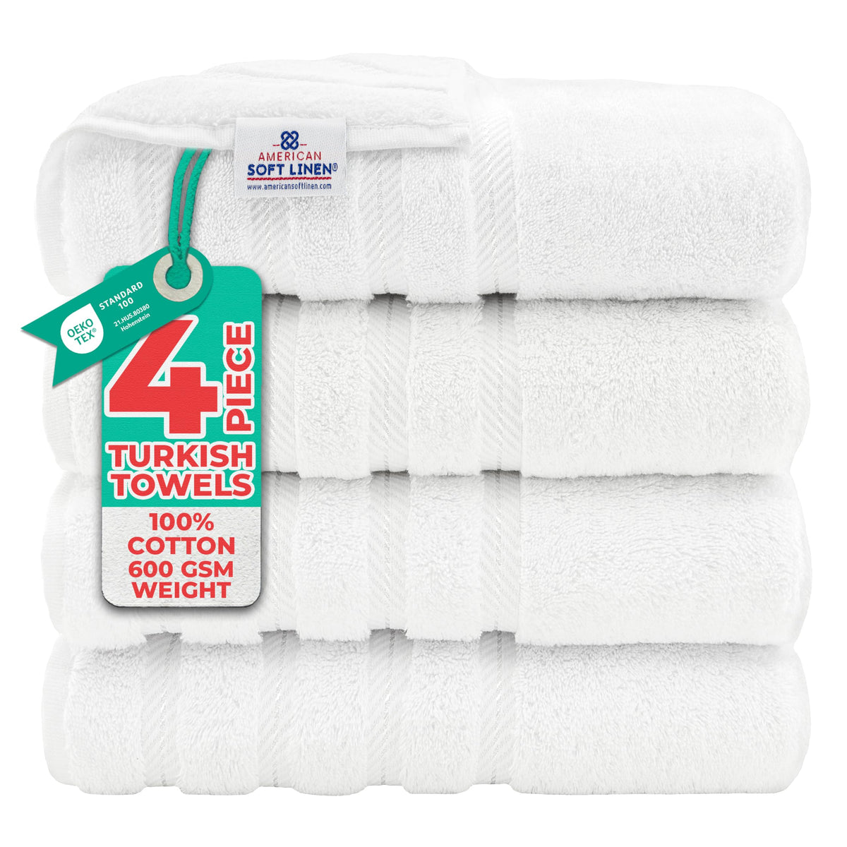 American Soft Linen 100% Cotton Luxury Turkish Towels, 6 Piece Towel Set