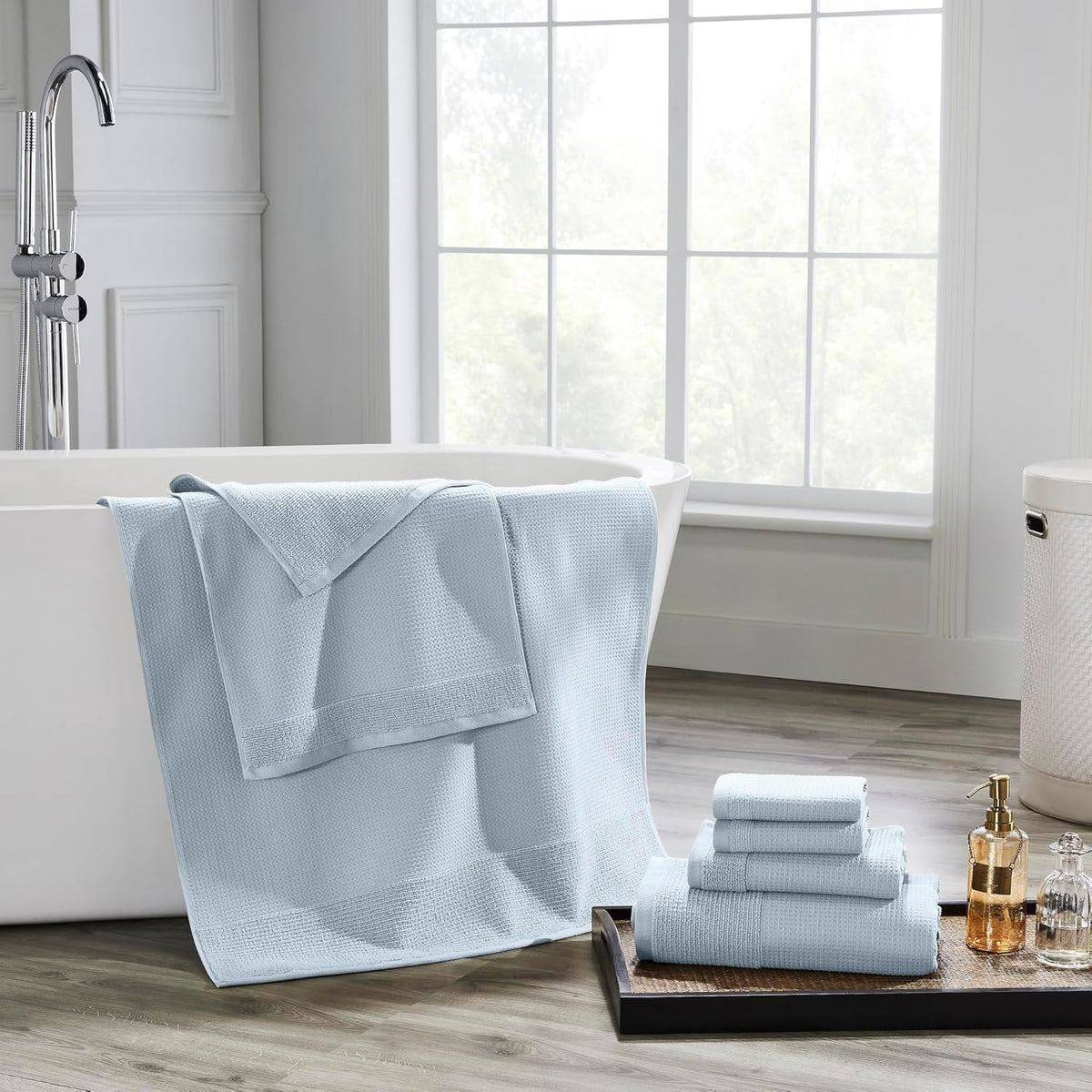 Modern Threads Waffle-Rib 6-Piece Towel Set – Premium Cotton Bath Towels, Ultra-Absorbent & Soft, Elegant Waffle Texture for Bathroom & Spa, Air