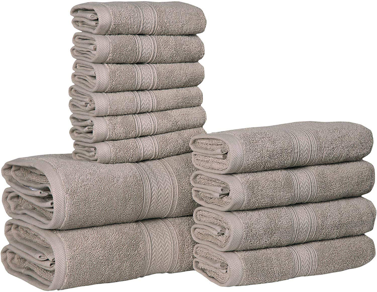 HILLFAIR 100% Cotton 24 Piece Bath Towels Set for Bathroom - Ocean Blue