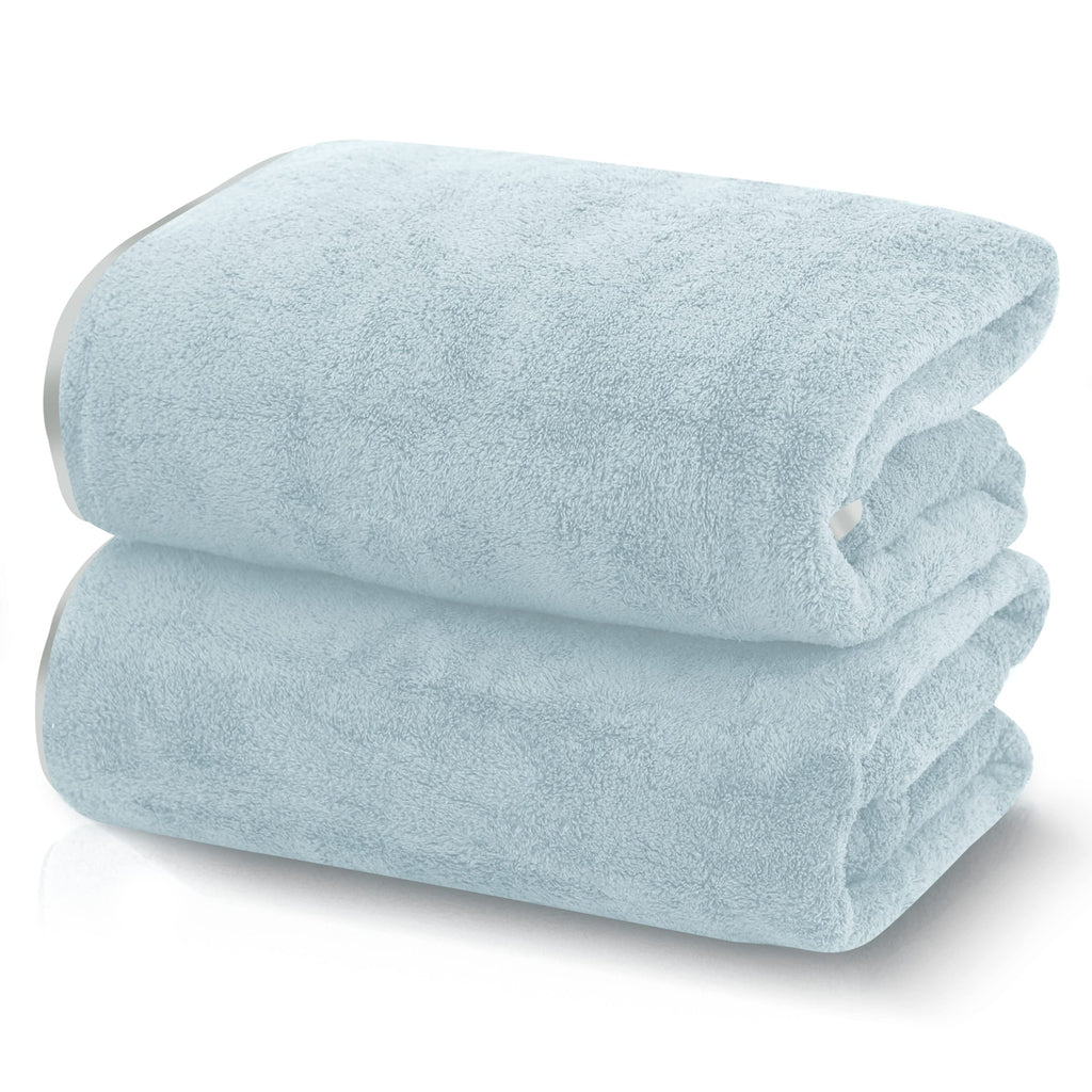 TENSTARS Luxury Silk Hemming Towel Set - Light Thin Quick Drying - 2 Bath Towels 2 Hand Towels 2 Washcloths - Ultra Soft Microfiber, for Bath Fitness, Sports, Yoga, Travel (Dark Grey 6 Pieces)
