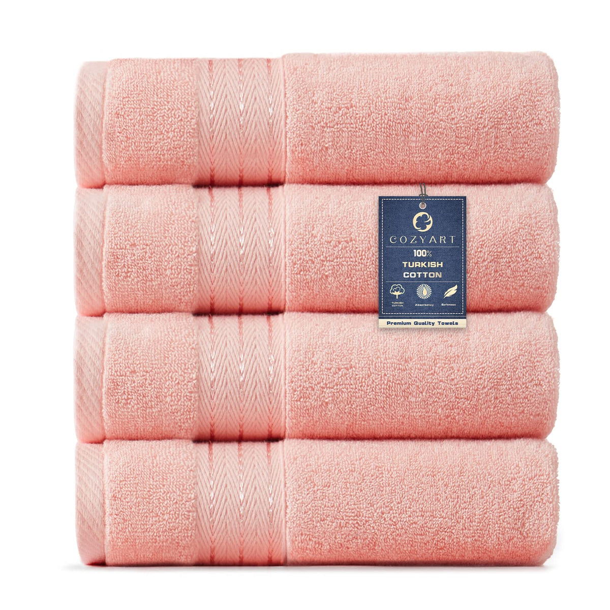 COZYART Luxury Bath Towel Set 6 Pcs, Burnt Orange 100% Turkish Cotton
