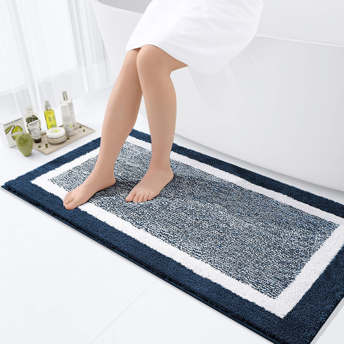 OLANLY Bathroom Rugs 36x24, Soft Absorbent Microfiber Bath Rugs, Grey
