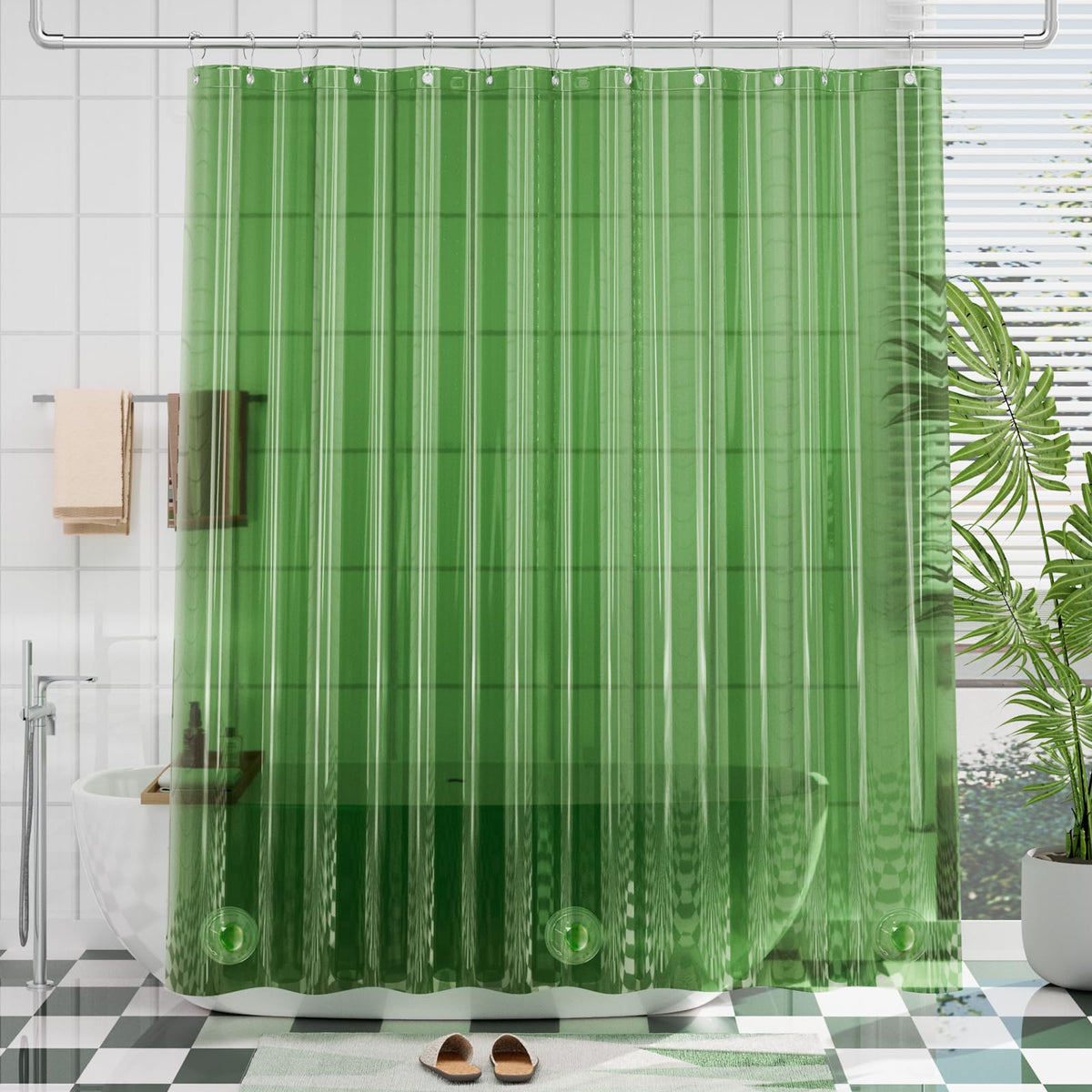 AmazerBath Plastic Shower Curtain Clear Premium PEVA, Clear Shower Curtain Heavy Duty 8G, Weighted Shower Curtains for Bathroom Accessories with 3 Big Stones and 12 Rustproof Grommets, 72x72 Inches