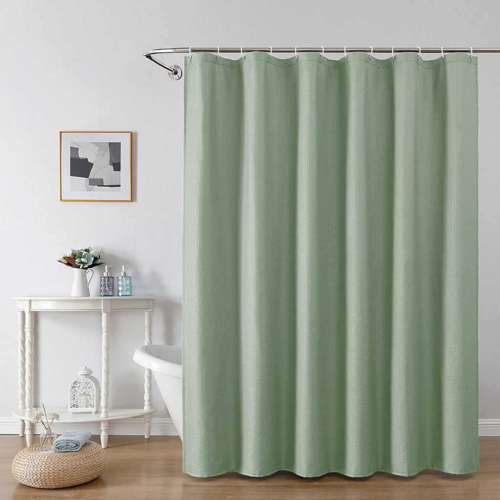 OWENIE White Shower Curtain for Bathroom 84 Inches Extra Long, Elegant 3D Embossed Textured Cloth Waffle Shower Curtain, Modern Luxury Hotel Style, Water Repellent, Machine Washable, 72X84, White