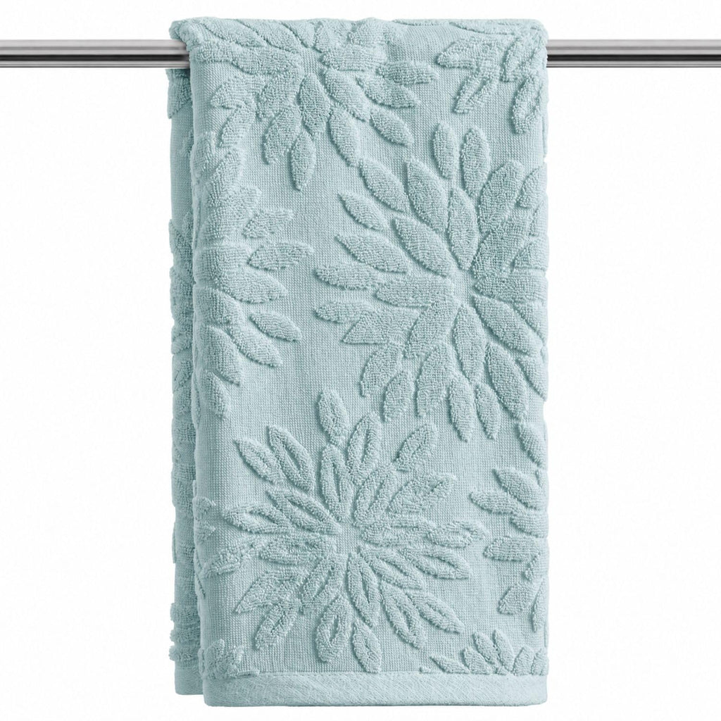 Artoid Mode 2 Pcs Olive Green 3D Dahlia Floral Jacquard Hand Towels for Bathroom, Cotton Soft Absorbent Bathroom Decor Towels, 13.7 x 29.5 Inch