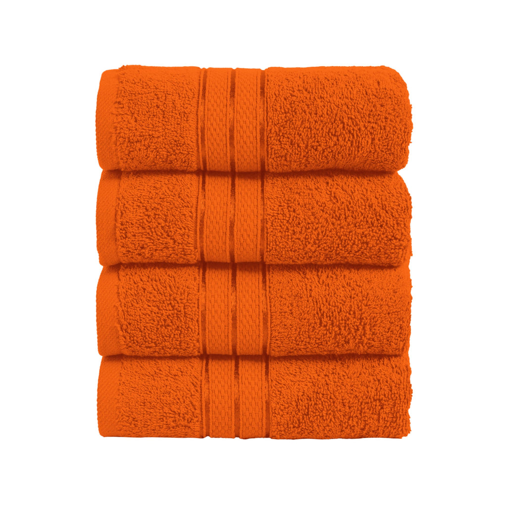 Elegant Comfort Luxury 6-Piece Towel Set, Premium Soft 100% Turkish Cotton, Three Line Popcorn Design 2 Bath Towels, 2 Hand Towels and 2 Washcloths Towel Set-Quick-Drying and Absorbent, Vibrant Orange