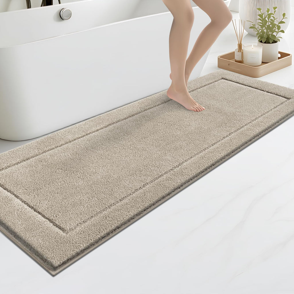 anllugs Bathroom Rugs, Non-Slip Bath Runner Rugs, 30" x 84", Beige