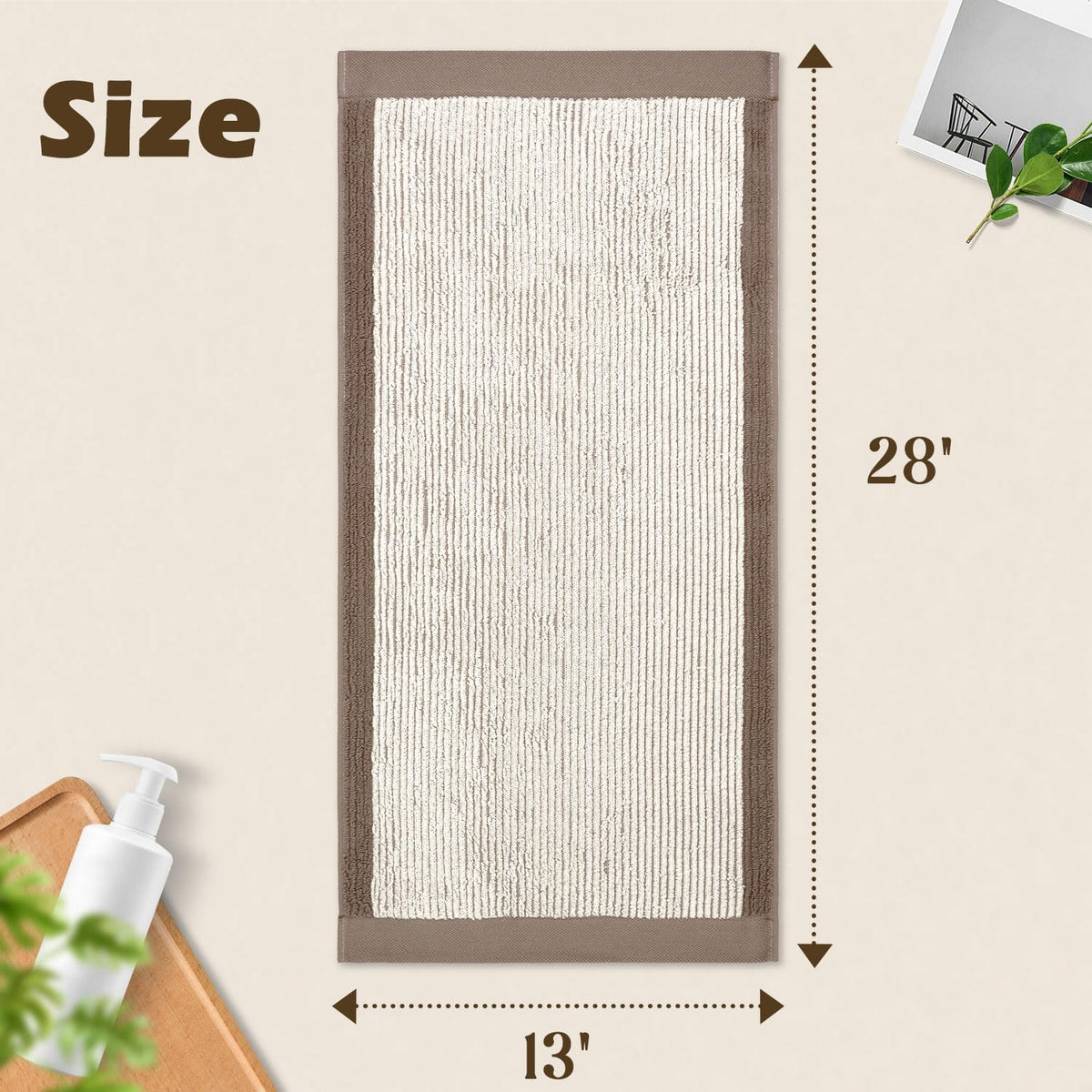Cleanbear Bath Hand Towels Set of 4 - Cotton, Jacquard Weaved, 28” x 13.7”