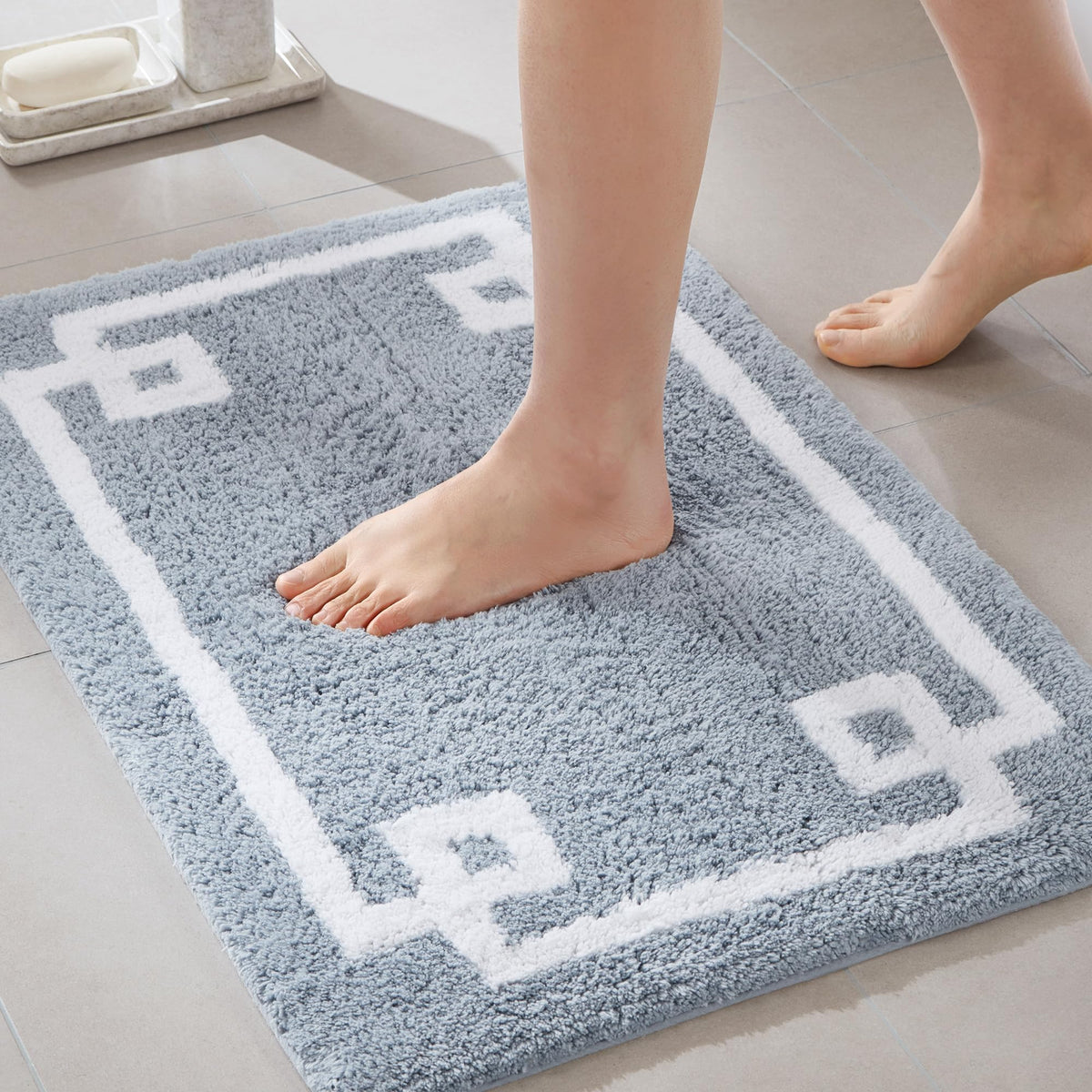 Madison Park Evan 100% Cotton Bath Rug Plush Absorbent, 20" x 30", Blue