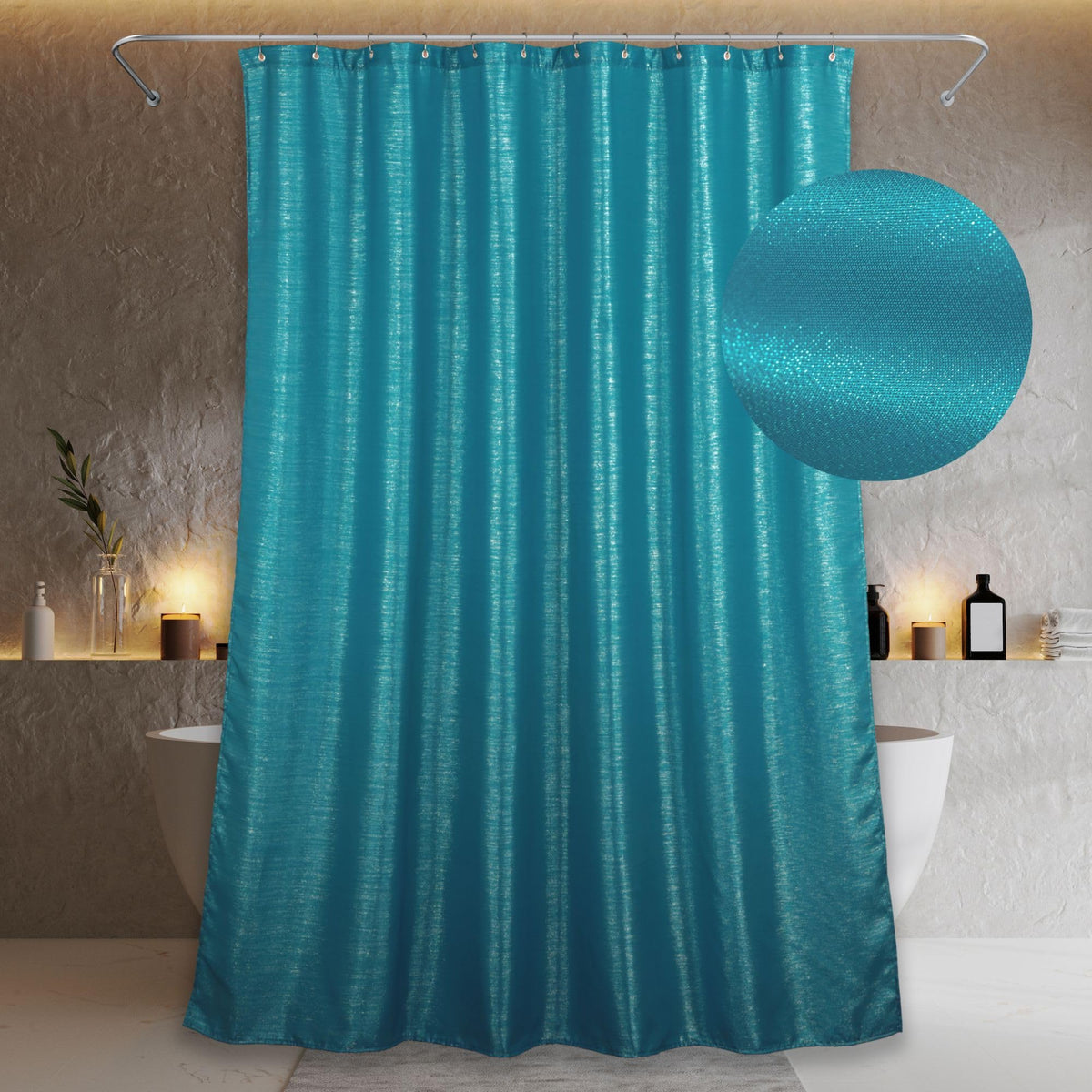 Brown Silver Glitter Shower Curtain: Waterproof Washable Quick Dry 72Lx72W