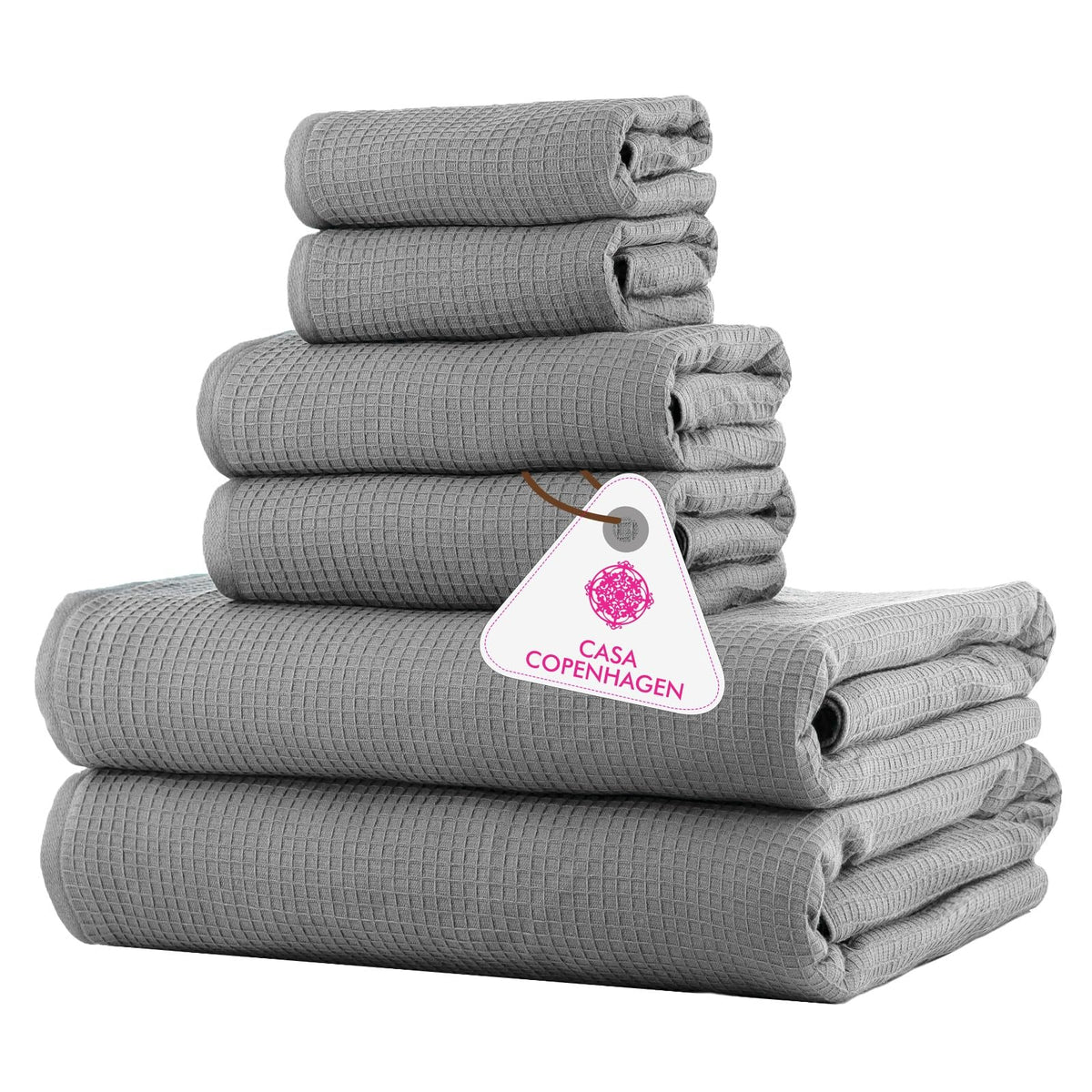 CASA COPENHAGEN 6pcs Bathroom Towel Gift Set, 600GSM, Dark Black