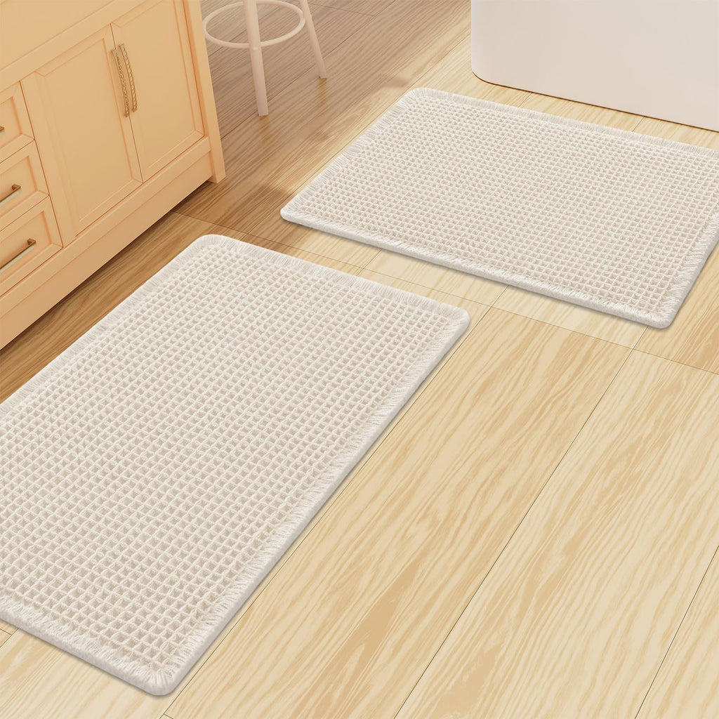 Smiry Waffle Bathroom Rugs Sets 2 Piece (30x20+24x16, Brown)