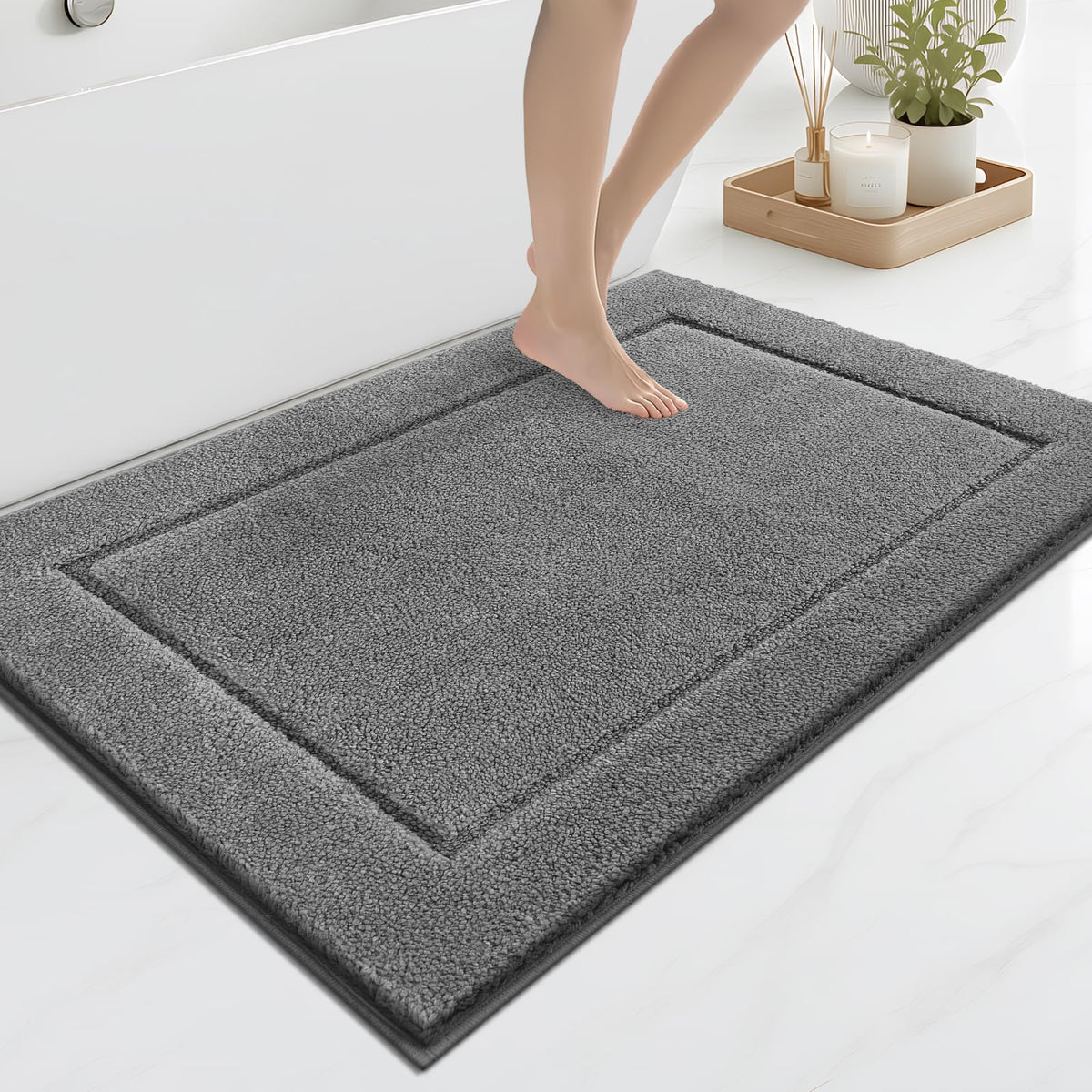 anllugs Bathroom Rugs, Non-Slip Bath Runner Rugs, 30" x 84", Beige