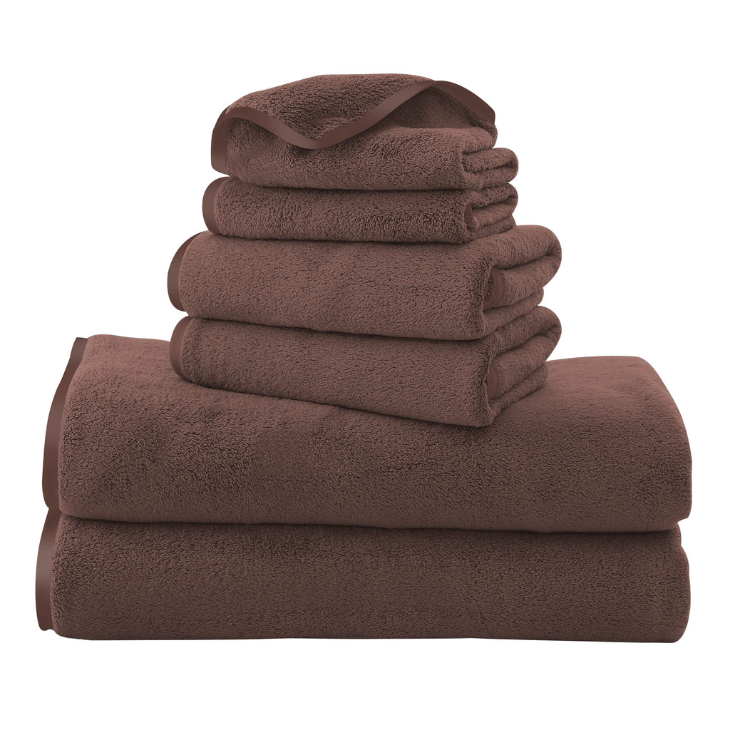 TENSTARS Luxury Silk Hemming Towel Set - Light Thin Quick Drying - 2 Bath Towels 2 Hand Towels 2 Washcloths - Ultra Soft Microfiber, for Bath Fitness, Sports, Yoga, Travel (Dark Grey 6 Pieces)