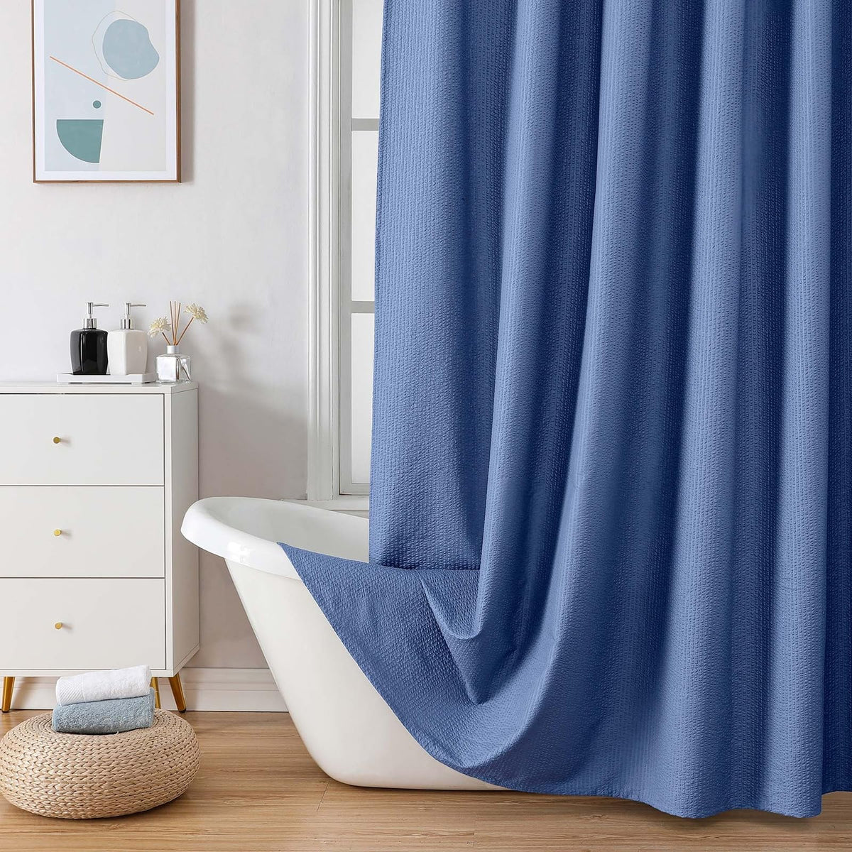 OVZME Berry Cute Shower Curtain, Embossed Textured Fabric Shower Curtain for Bathroom - Soft Cloth & Hotel Spa Luxury, Water Repellent, Machine Washable Shower Curtain, 72X72, Lemon Yellow