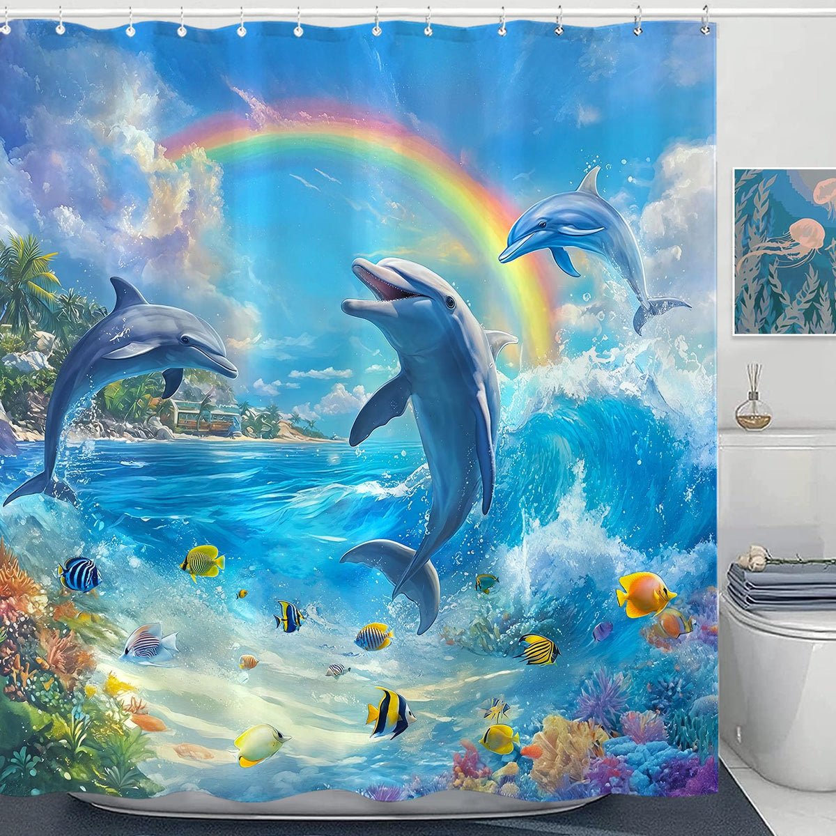 Accnicc Funny Octopus Shower Curtain Cute Boho Coastal Matisse Shower Curtains for Bathroom Green Tropical Plants Pink Decorative Unique Waterproof Fabric Bath Curtain Decor 72 X 72 Inches