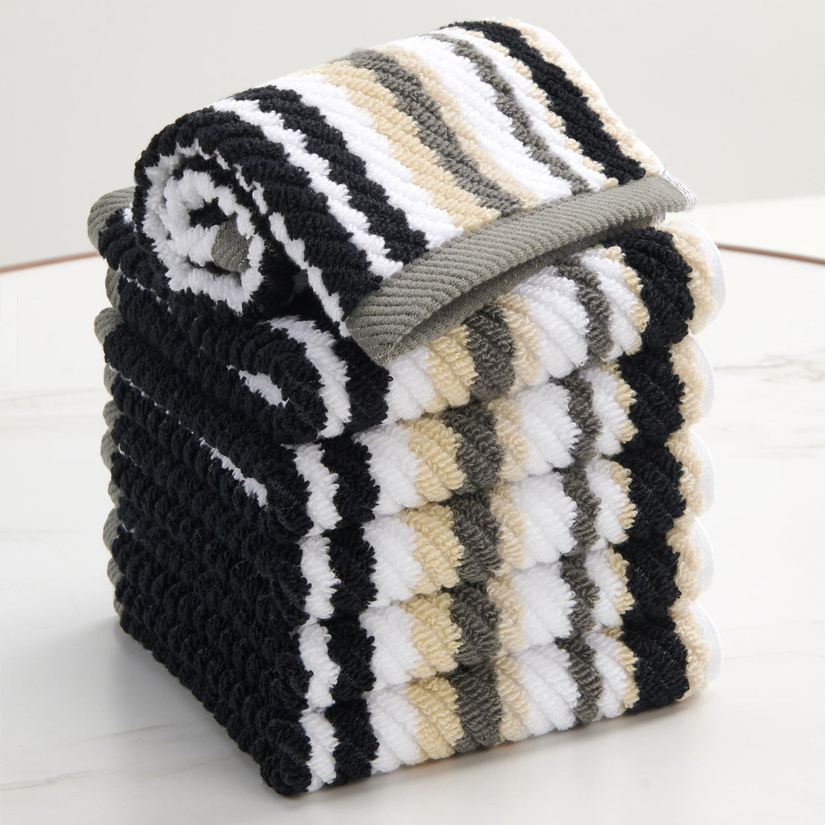 VOOVA & MOVAS Hand Towels, Cotton, Soft, Thick, 16x27 in, Tan Gray Beige