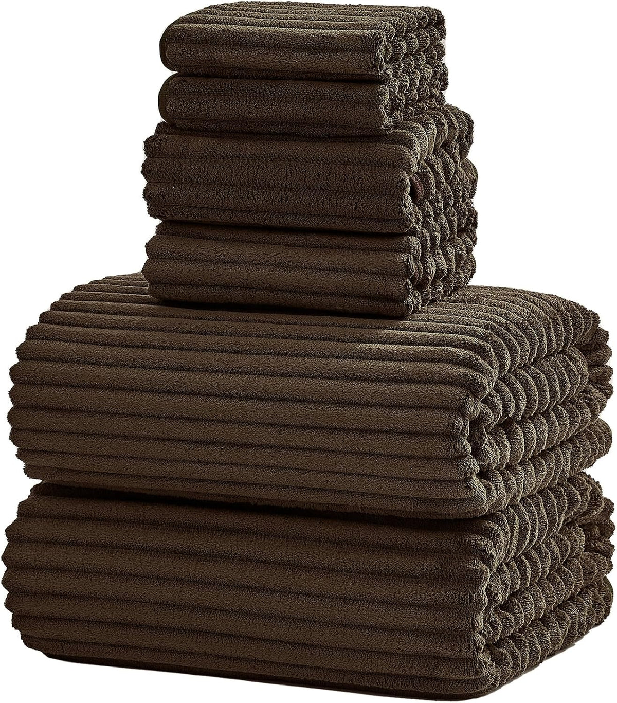 6 Piece Bath Towel Set, 30"x60" Microfiber Towels,Brown