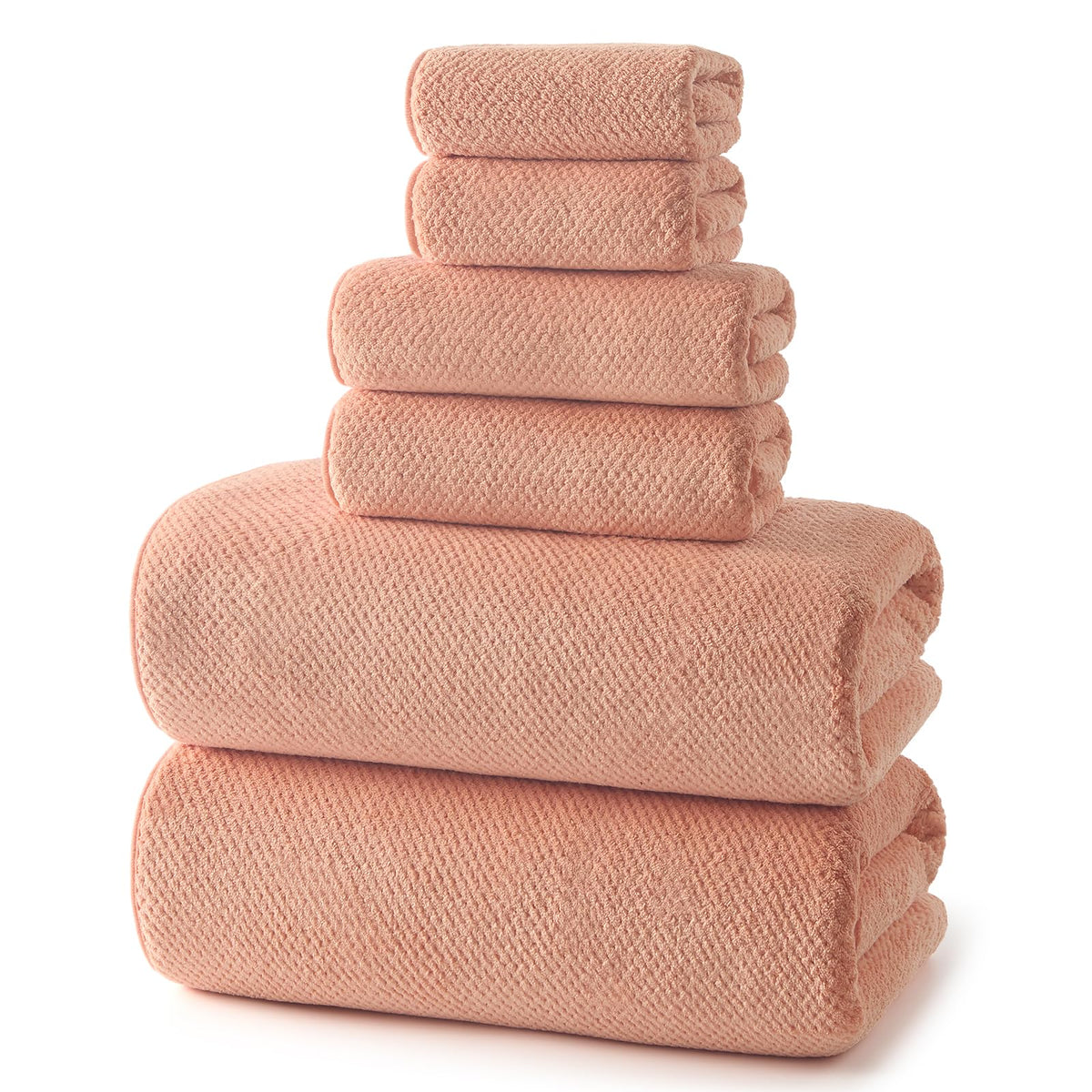 REDKISS 6-Piece Bath Towel Set - 2 Washcloths, 2 Hand Towels, 2 Bath Towels | Ultra-Fiber Coral Fleece, Super Absorbent, No Lint & No Fading | Perfect for Bathroom, Spa, Gym | Family -Olive Green