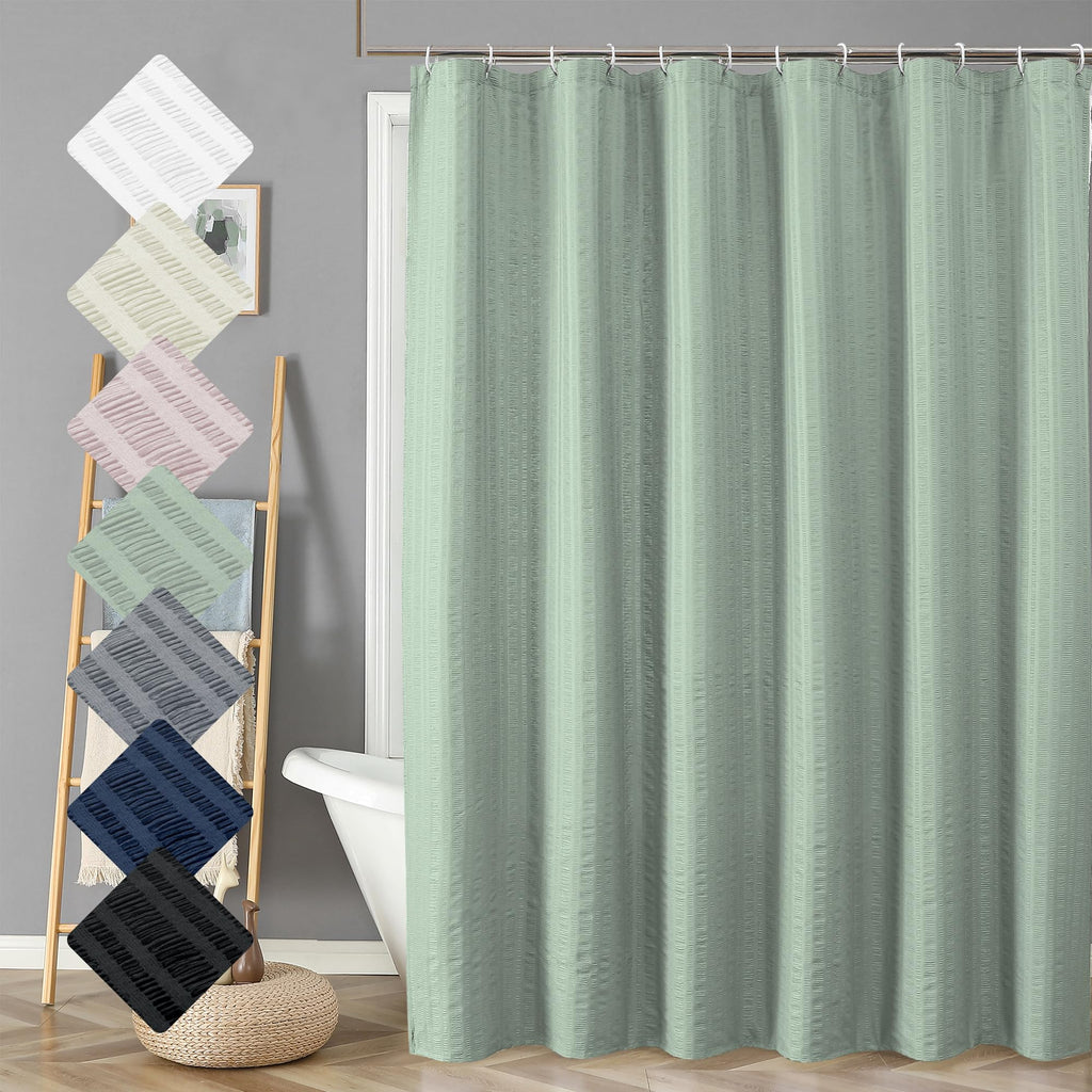 Aiyufeng Moga Navy Blue Fabric Shower Curtains for Bathroom - Blue Hotel Spa Polyester Cloth Bath Curtain with 12 Holes, 72x72, Machine Washable, Navy Blue