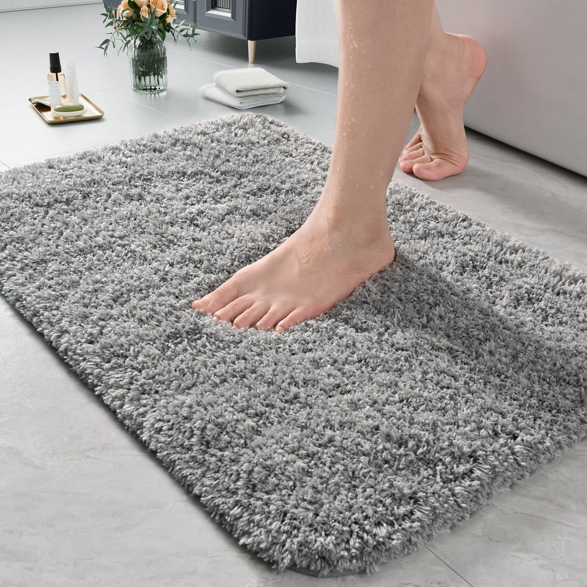 LOCHAS Bathroom Rug Runner 24x60 Inch, Bath Rugs Non Slip, Grey