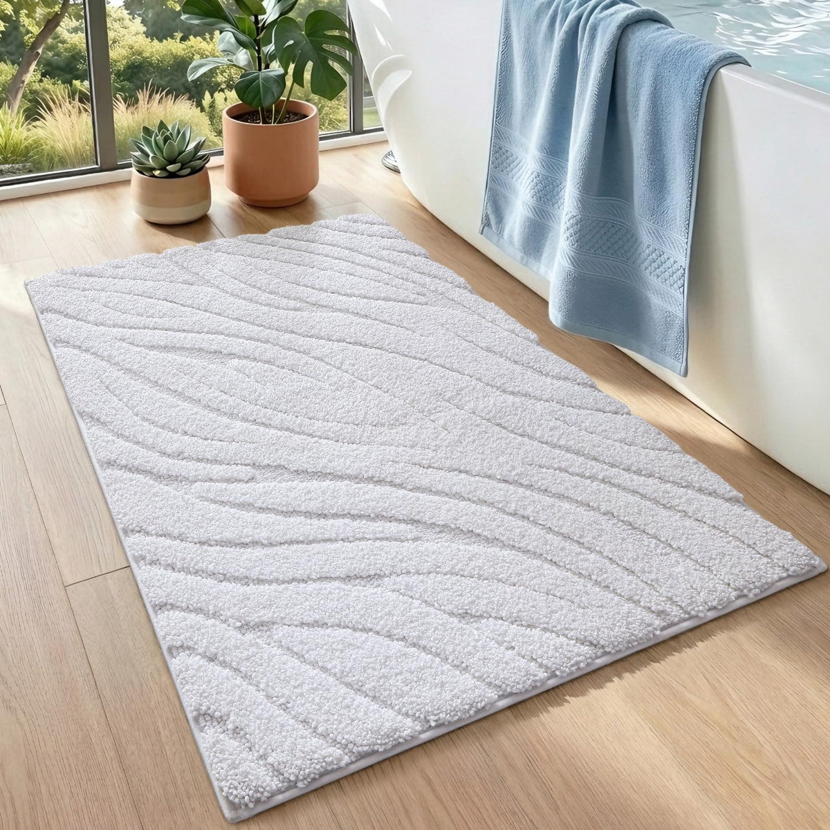 DEXI Bathroom Rugs Non Slip Washable, 36x24 Quick Dry Bath Mat, White