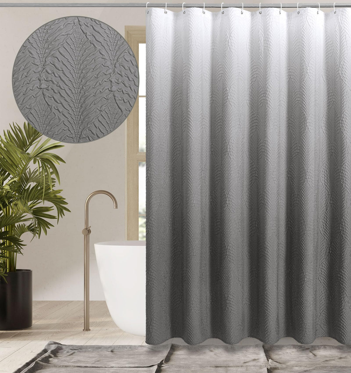 Gibelle Fog Blue Shower Curtain for Bathroom, Farmhouse Bath Curtain 72x72