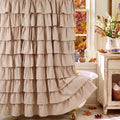 HunnmingRe Ruffled Gingham Shower Curtain Red