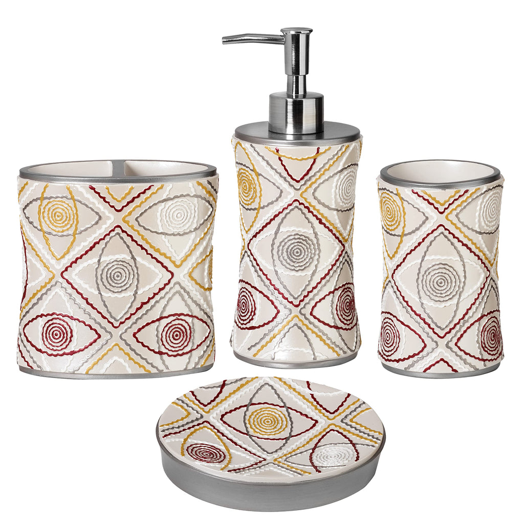 Zahari Home Spindle Modern Bathroom Towel Set - 3 Piece Bath, Hand, and Wash Towels - Classic Luxury Contemporary Decor - Beautiful Gold Unique Design Bath Ensemble
