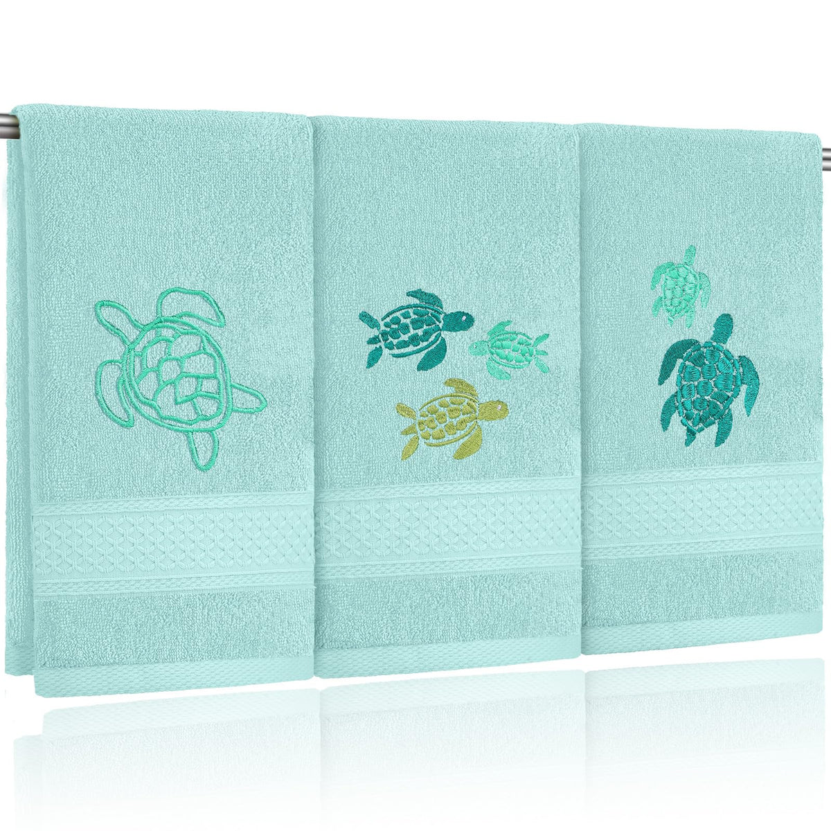 Hahafelt 3 Pack Boho Leaves Hand Towels for Bathroom, 100% Cotton