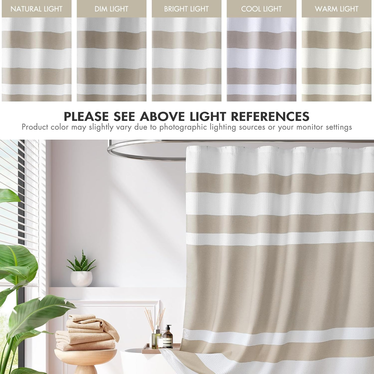 Madison Park Spa Waffle Shower Curtain for Bathroom, 72 x 72, Taupe