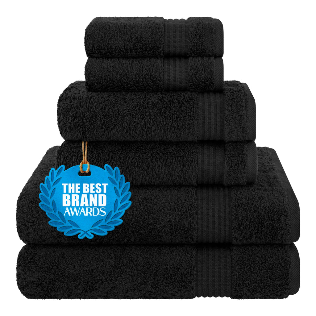 Cotton Paradise 100% Cotton Turkish Towel Set, Soft Absorbent Quick Dry, 6 Piece Towel Set, Navy Blue
