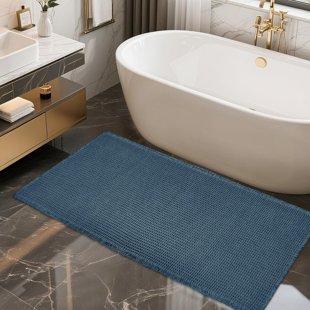 ZALL Waffle Bath Mat Boho Bathroom Mat Ultra Absorbent Non Slip 18x30 Tan