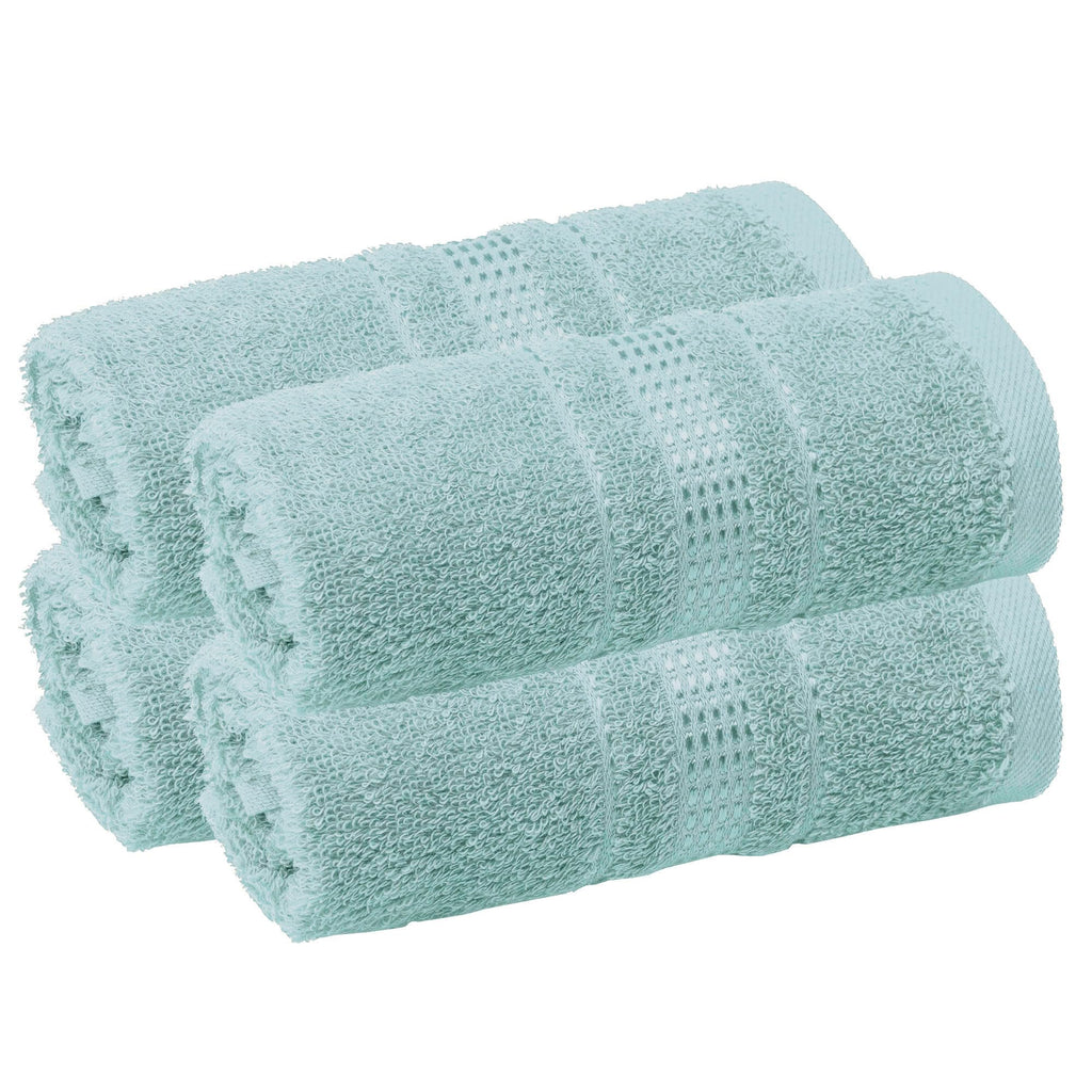 Melissa Linen Fingertip Towels 4 Pack, Aqua Green (Light Teal/Seafoam), 100% Turkish Cotton, Small Hand Towels for Face and Guest Bathroom, 12 x 18 in, Soft, Absorbent, Quick Dry, 550 GSM