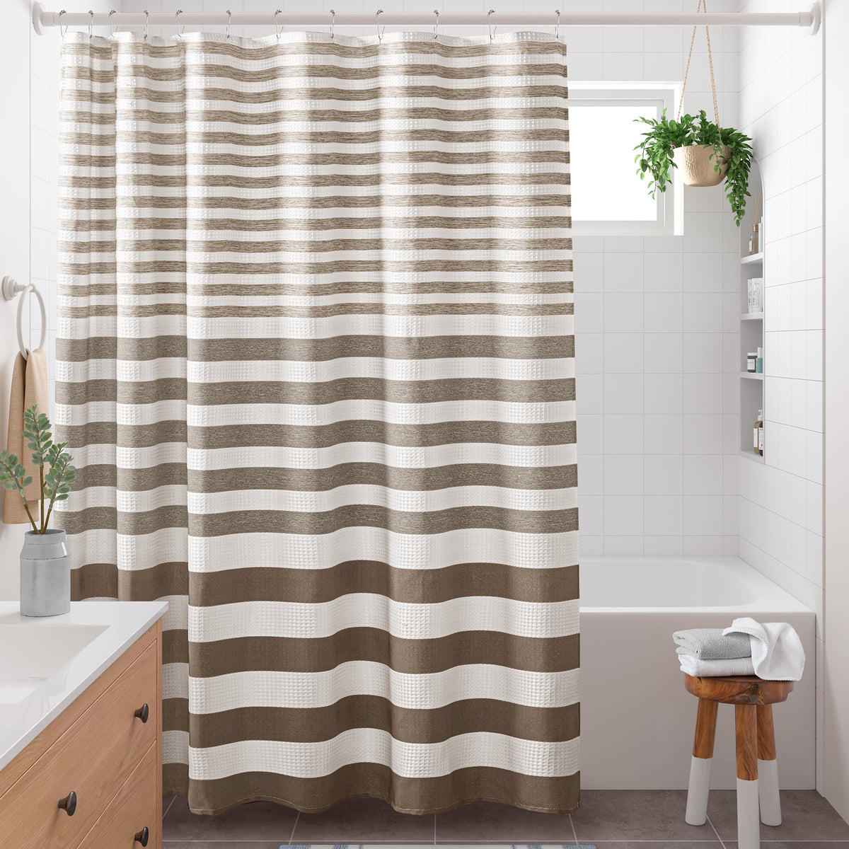 Madison Park Standard Shower Curtain for Bathroom, Grey Ombre, 72" x 72"
