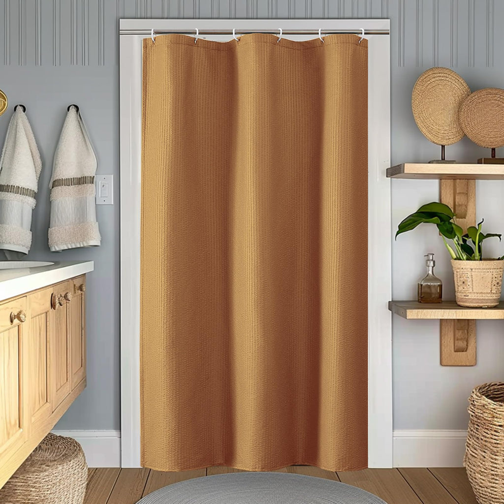 OWENIE White Shower Curtain for Bathroom 84 Inches Extra Long, Elegant 3D Embossed Textured Cloth Waffle Shower Curtain, Modern Luxury Hotel Style, Water Repellent, Machine Washable, 72X84, White